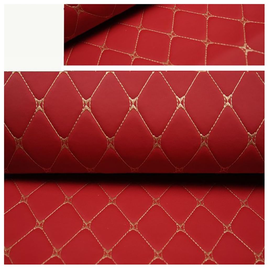 Diamond Square Stitch Faux Leather Leatherette Upholstery Fabric For Car, Boat, Camper Fire Retardant Vinyl 55" - Sold By The Metre