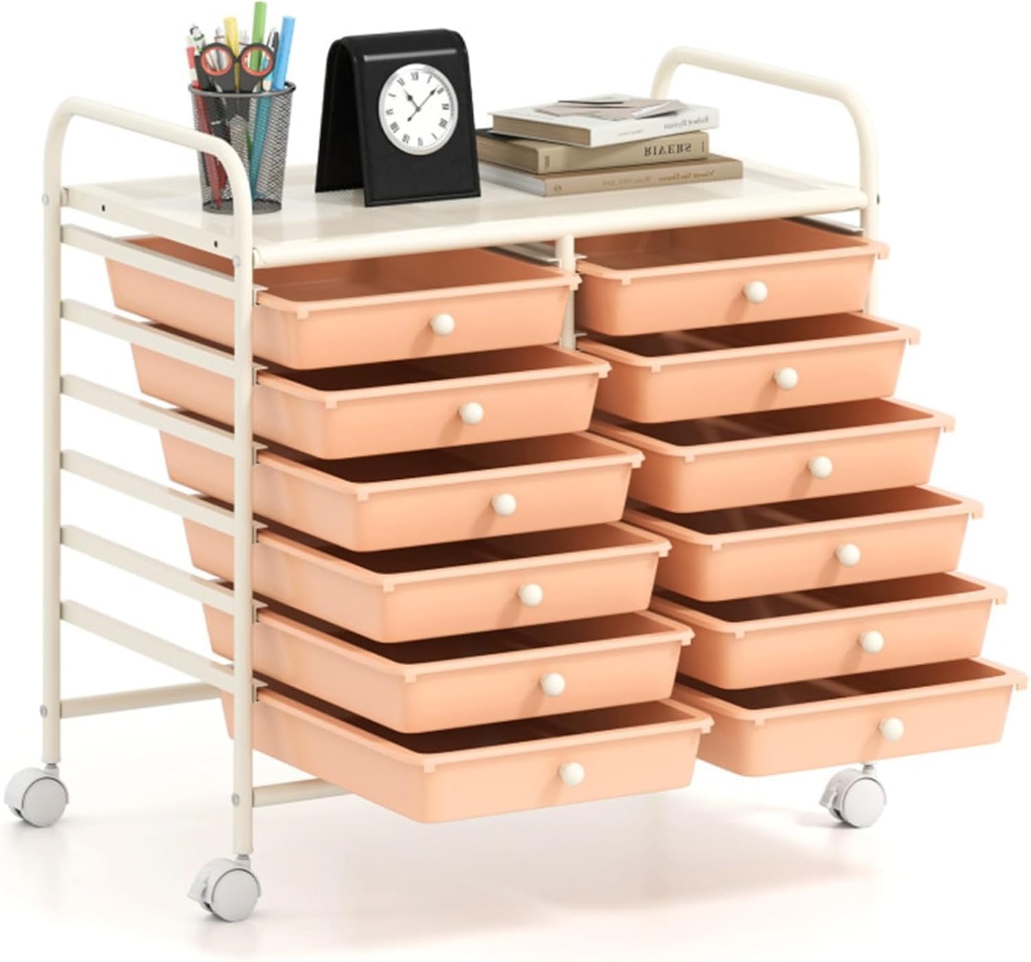 Rolling Storage Cart With Drawers 12 Drawer Craft Organizer Mobile Cart For Art Supplies Home Office Storage Unit With Wheels And Brake