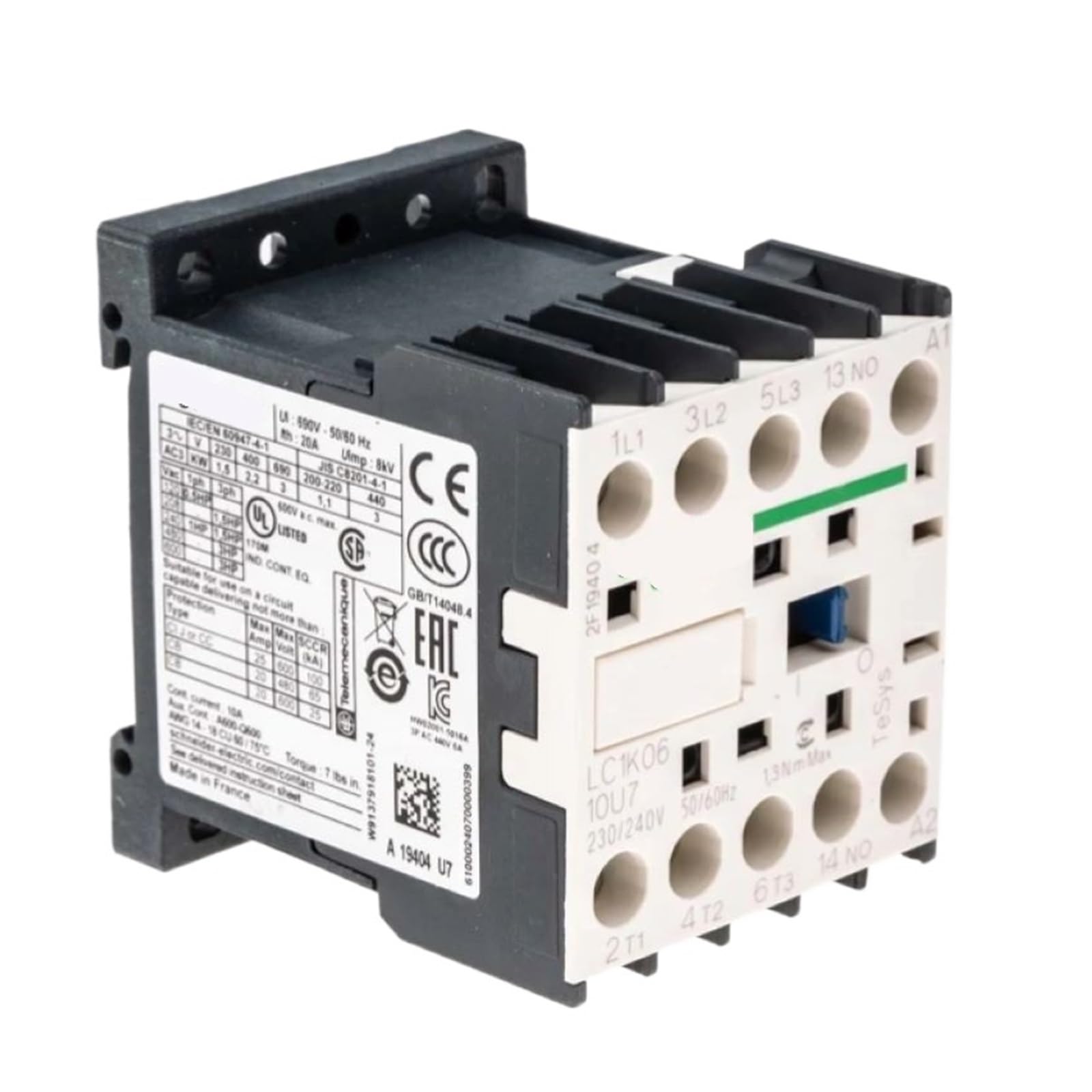 Contacteur LC1K0610U7 LC7K0610U7 AC-3 440V 6A bobine 230V pour circuit