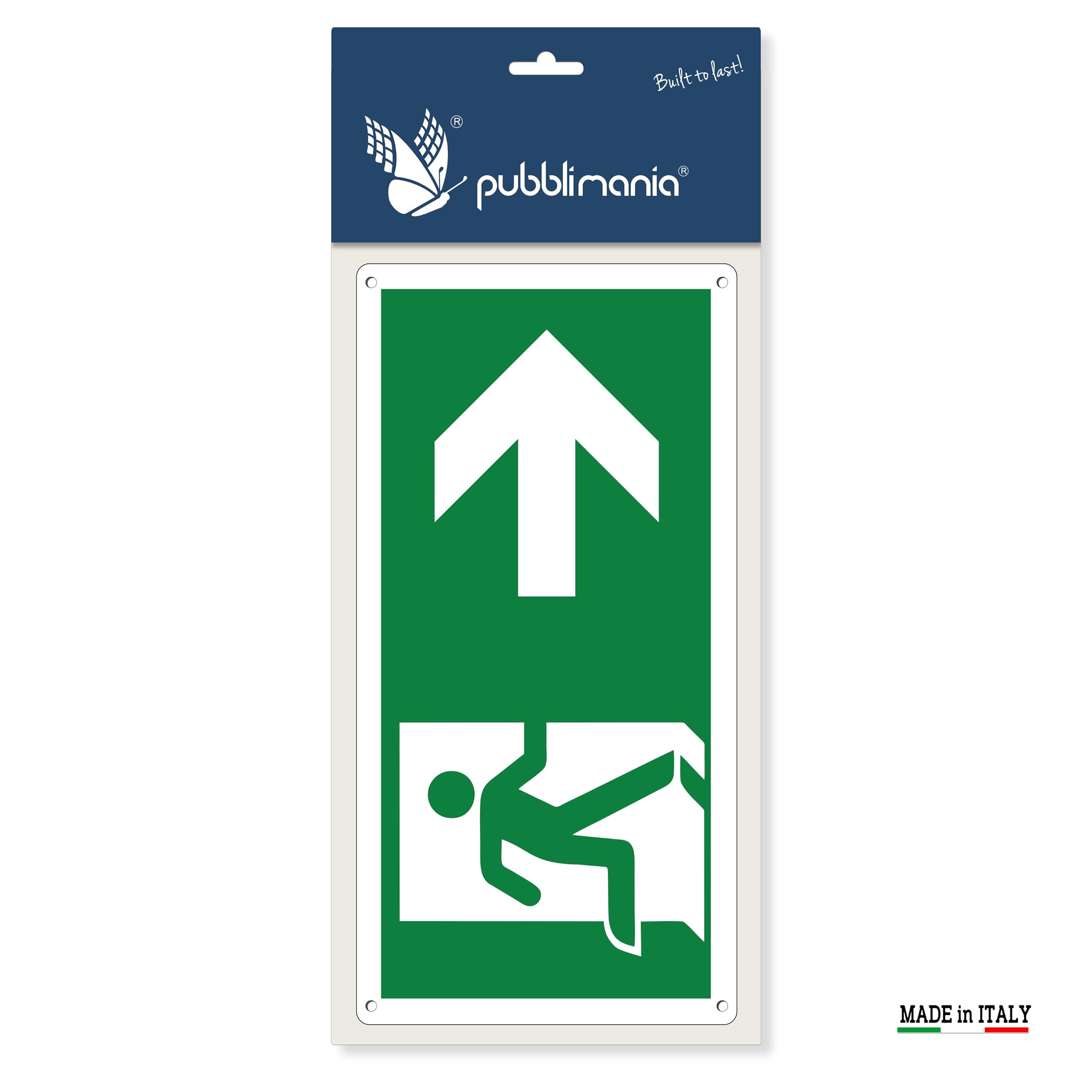 pubblimania Notausgang rechts | Aluminiumverbundstoff 3 mm dick (Cm 29 x 14,5) (4er Pack, Notausgang rechts)