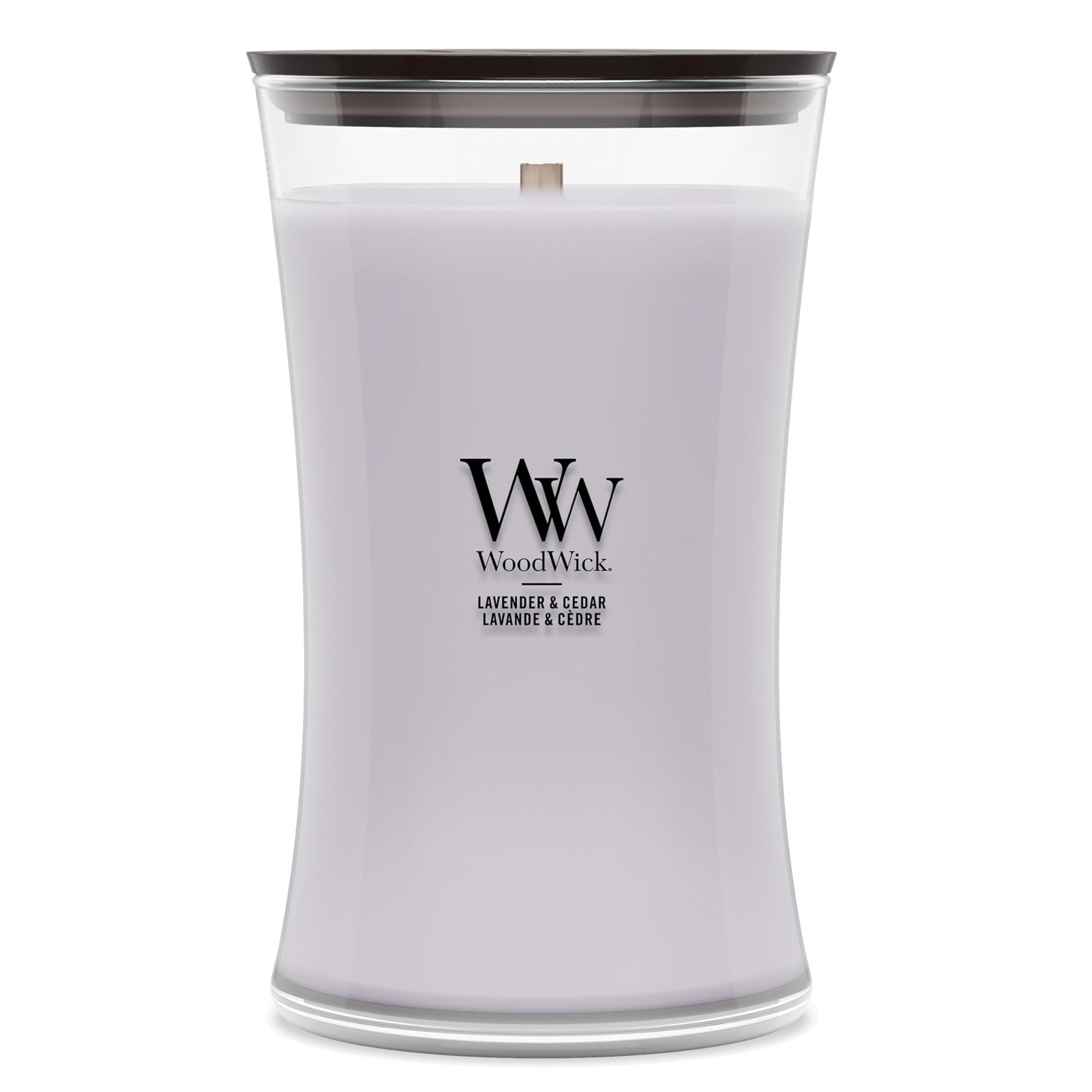 WoodWick Large Hourglass Scented Candle with Crackling Wick | Lavender & Cedar | Up to 130 Hours Burn Time