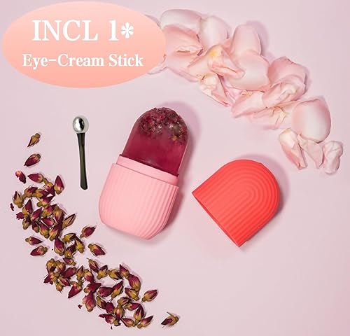 Miniatura 4 de Rodillo de hielo para cara, cubo de hielo masajeador facial (bolsas para eliminar los ojos, reducir el dolor de migraña), molde de silicona