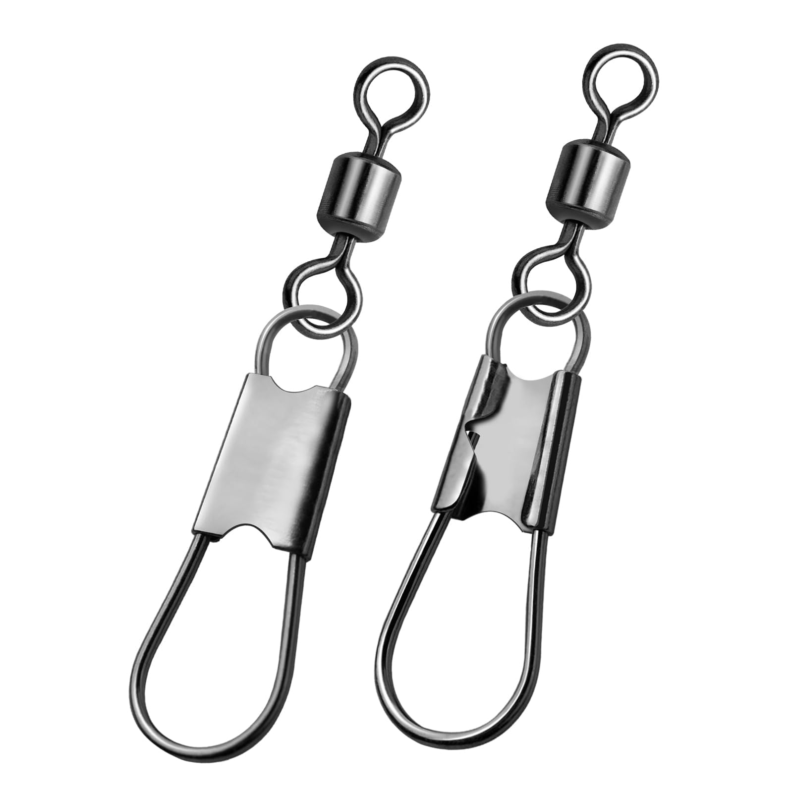 Natufish Girelle a scatto da pesca e girelle a barilotto – Confezione da 50 clip girevoli in acciaio inox resistente alla corrosione per acqua salata/acqua dolce con blocco di sicurezza e cuscinetto a
