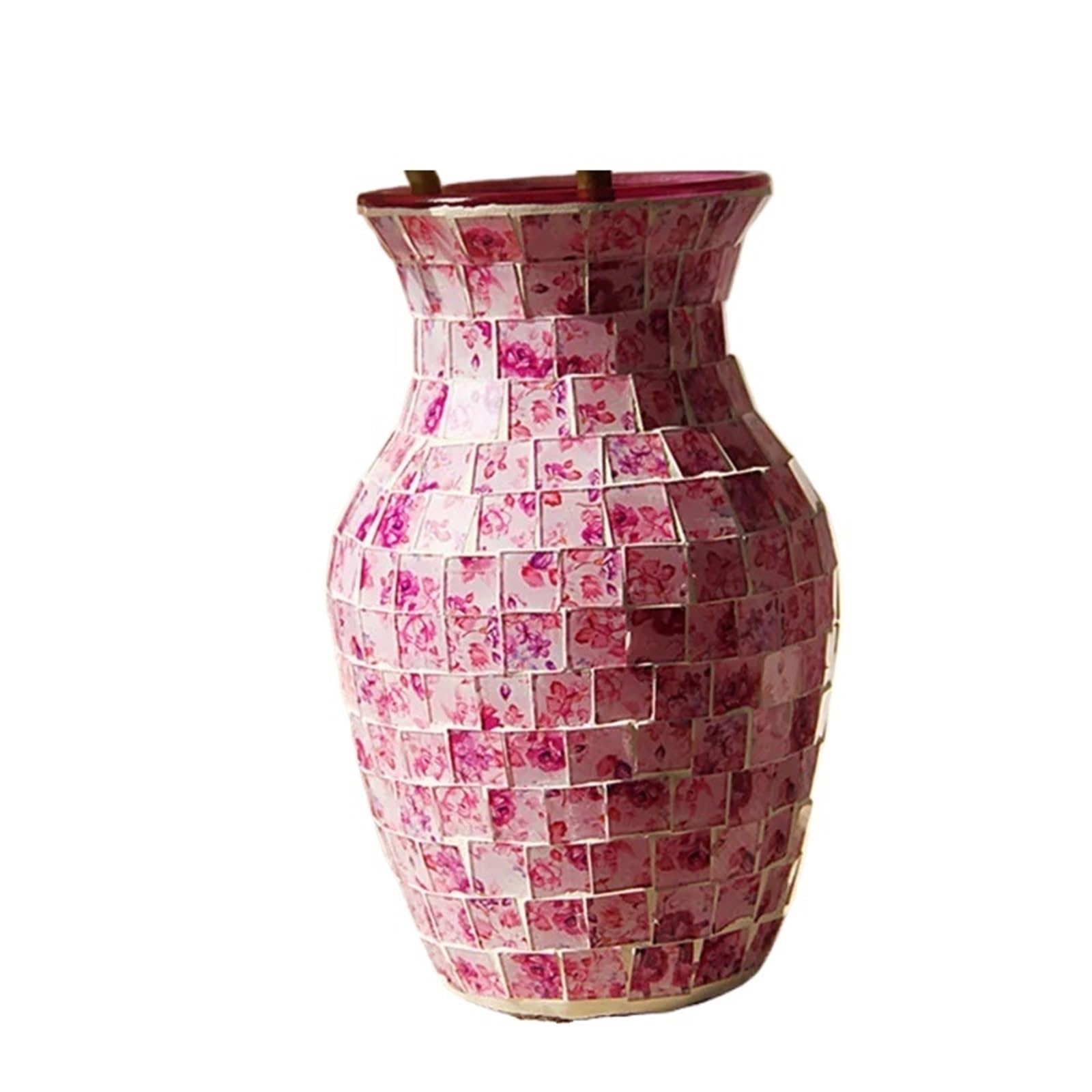 Geometric Vase Pastoral Mosaic Glass Vase, Home And Restaurant Decoration Furnishings(Style04)