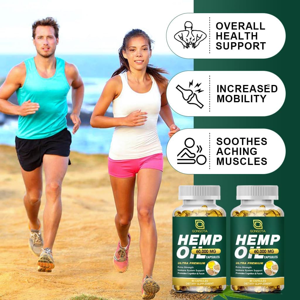 Hemp Oil Capsules - 100% Organic Hemp Oil, 60,000 Max Strength, Supports Immune, Skin, Calm, Sleep & Overall Health - 180 Veggie Softgels - Image 5