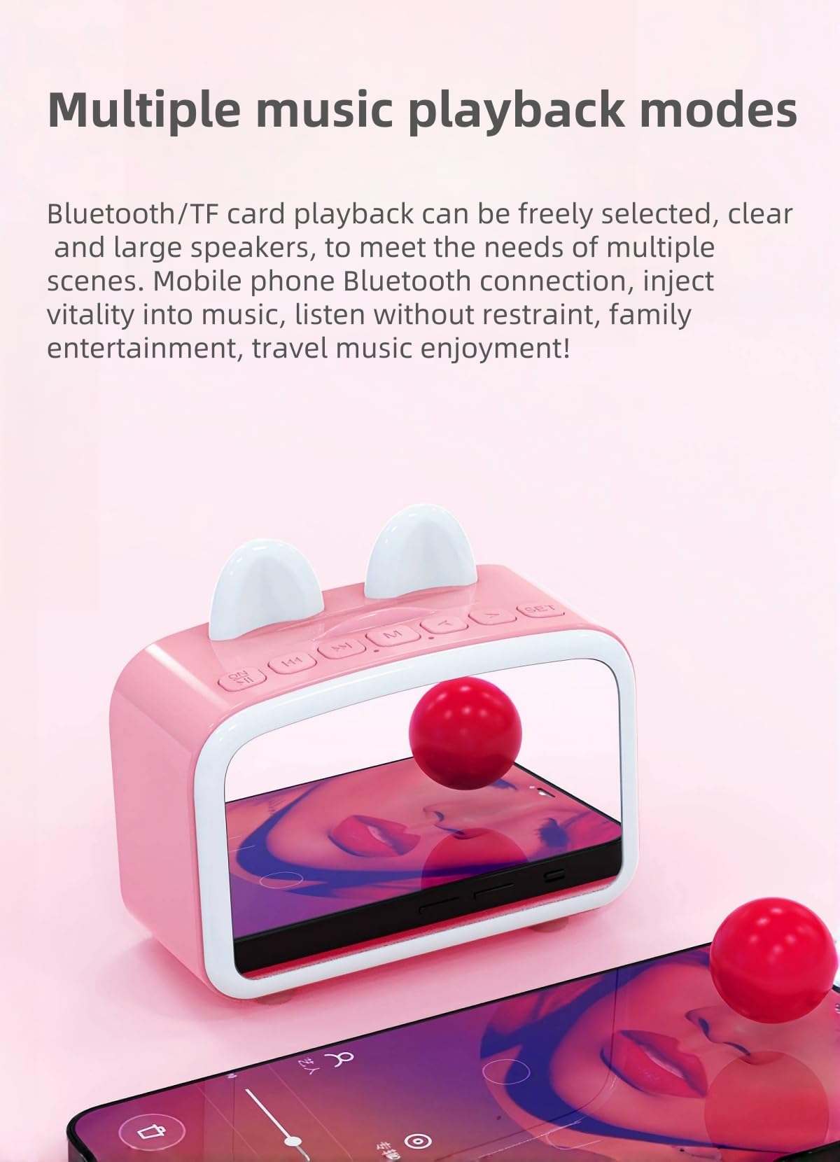 Sveglia Bluetooth con radio, orologi digitali con altoparlante Bluetooth, sveglia da comodino, luce notturna, lettore musicale con scheda TF, regalo per amici/bambini (WH)