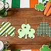 30 Pcs Wooden Shamrock Ornaments,3.5" Unfinished St. Patrick's Day Wood Shamrock Cutouts for Crafts,Blank Hanging Wooden Clover Ornaments with Twine for Irish Saint Patrick's Party Supplies Home #5