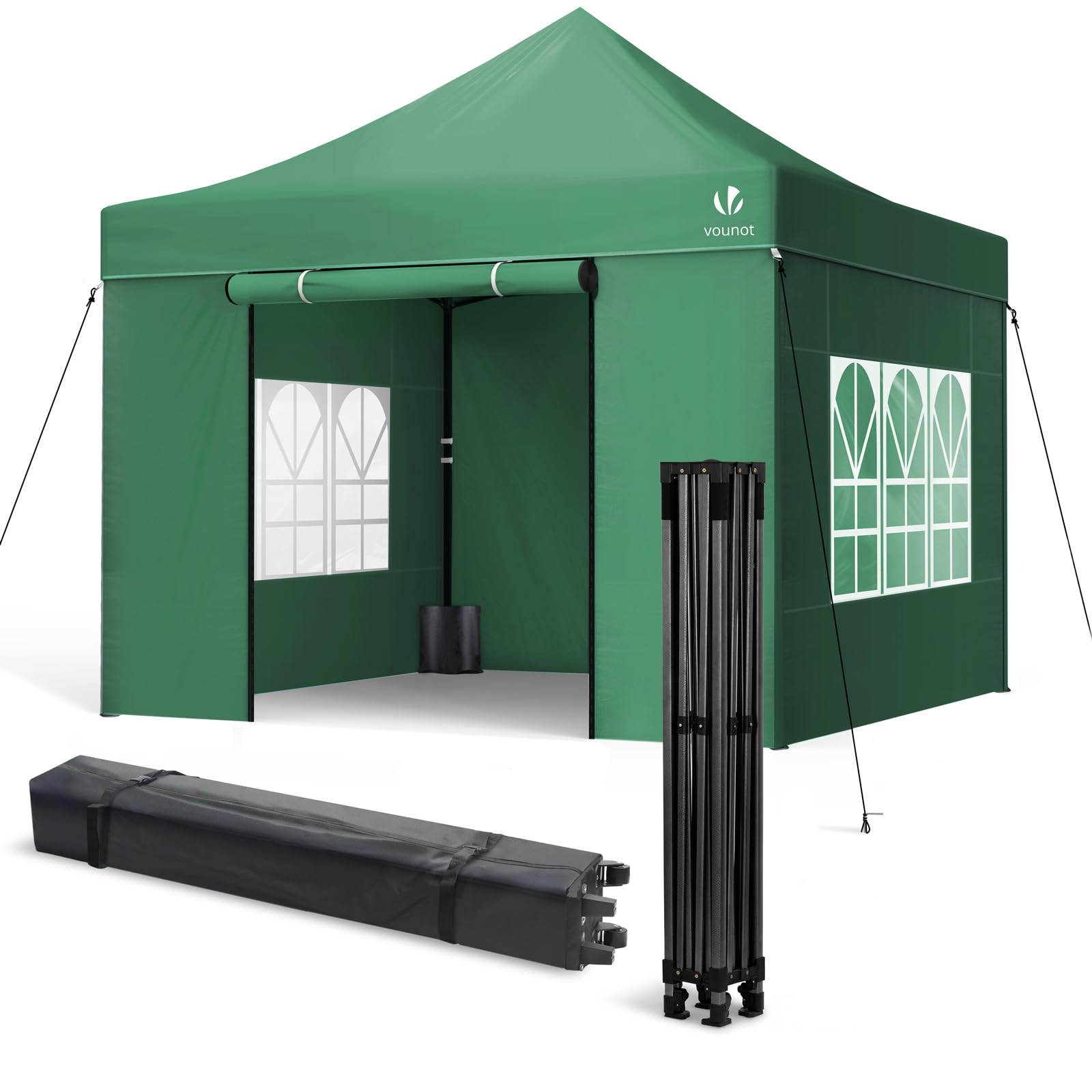 VOUNOT® 3x3m Heavy Duty Gazebo with 4 Sides, Pop up Gazebo Fully Waterproof Party Tent, Stury Marquee with Roller Bag and Sand Weight Bags, Green — image 1