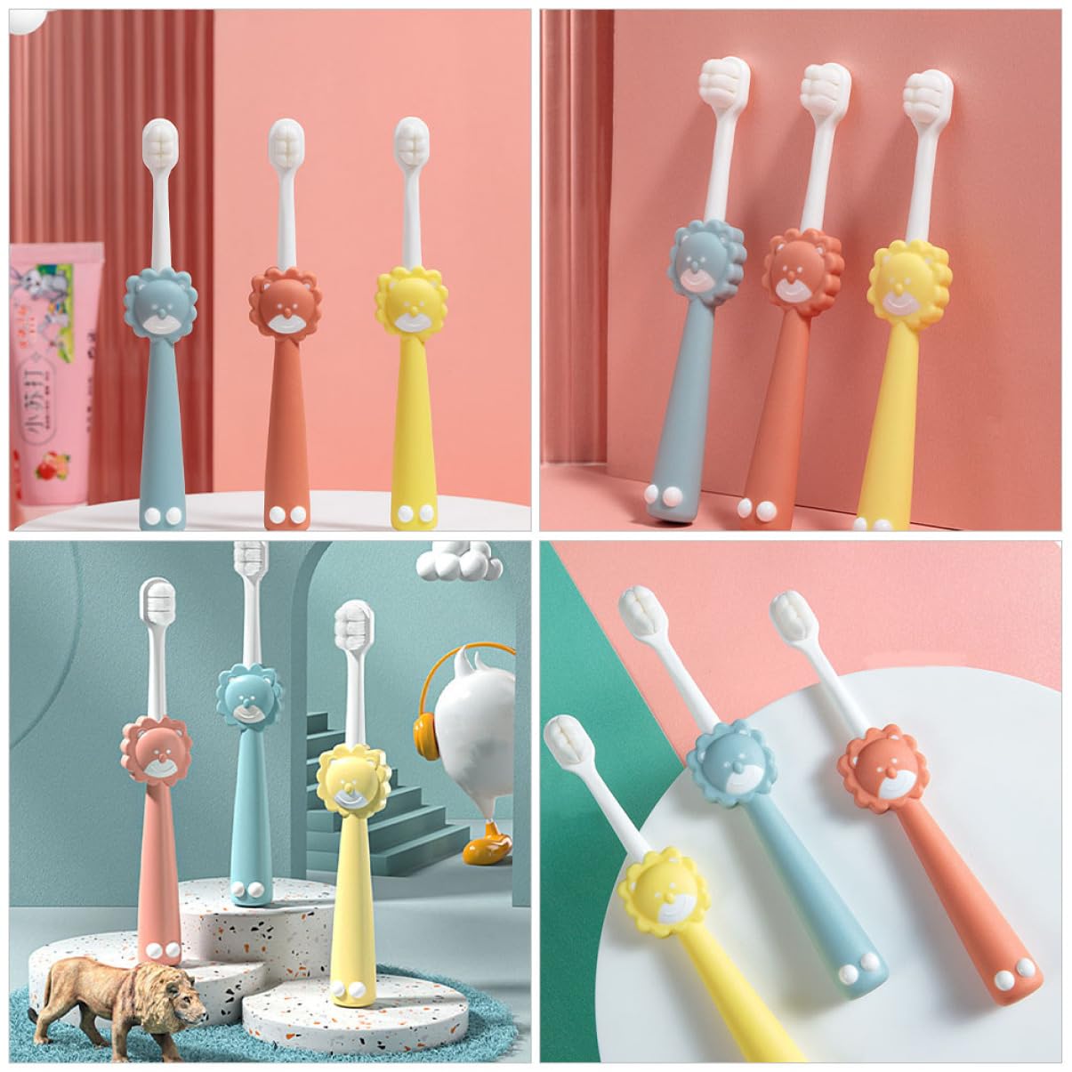 MAGICLULU 4 Sets Ergonomisches Design Kinderzahnbürsten Weiche Borsten Kinderzahnbürsten Für Baby 3 Stück * 4