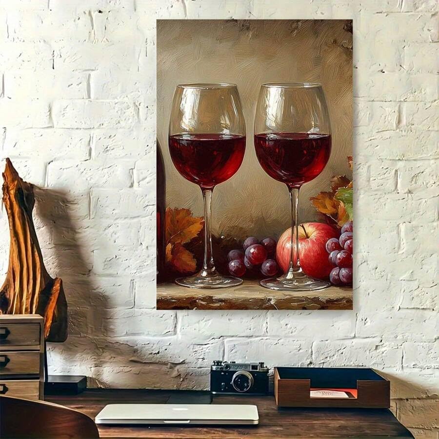 Toile vin rouge et raisins idéale pour créer un coin bar chaleureux