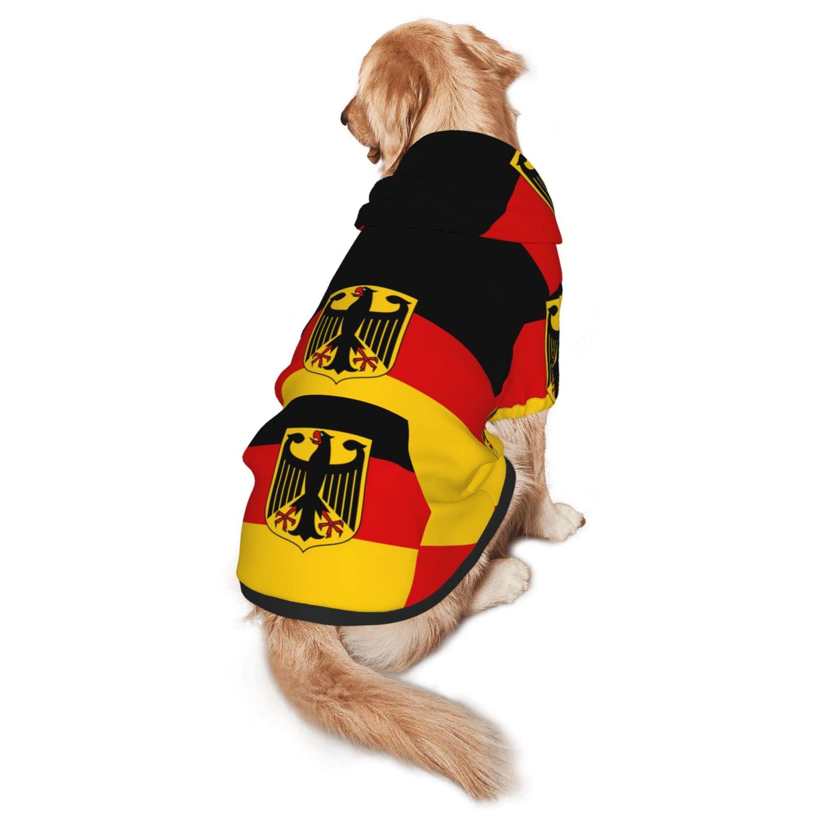 Flag of Germany Dog Hoodie Sweater with Leash Hole and Pocket Cold Weather Clothes for Medium Large Dogs
