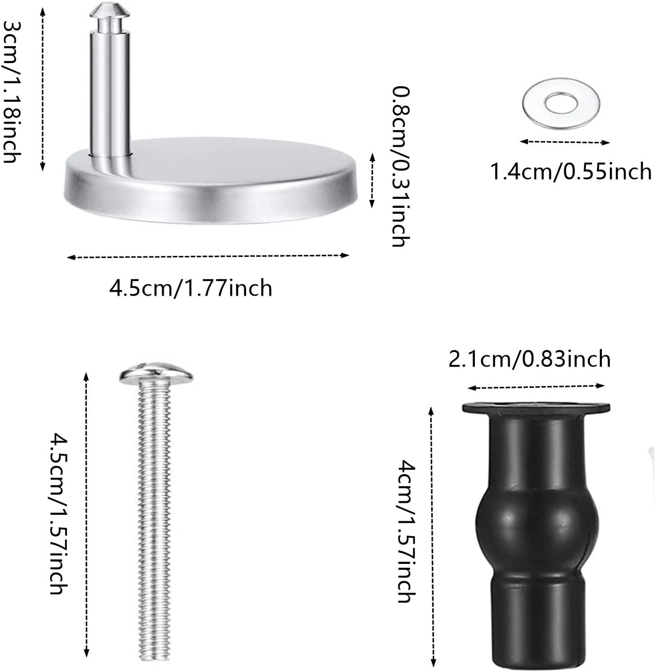 1 Pair Toilet Seat Fittings, Quick Release Toilet Seat Hinges Universal