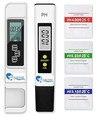 OCEAN STAR Digital Ph Meter and Total Dissolved Solids EC Meter, Water Testing Kit with Buffer Powder