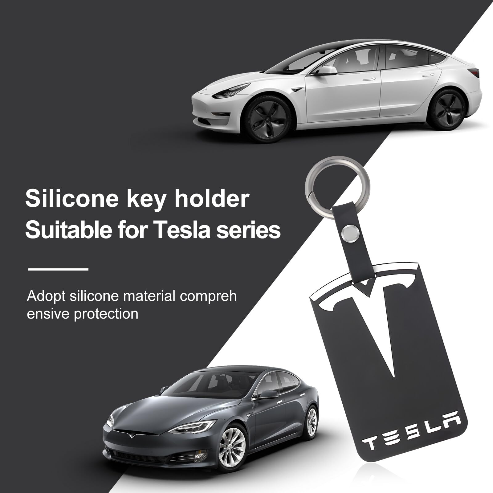 Aicharynic 2 sztuki uchwytów na karty do Tesla Model 3, model Y, silikonowy breloczek do kluczy, uchwyt na karty, akcesoria Tesla, kolor czarny, Tesla, uchwyt na karty, czarny, /