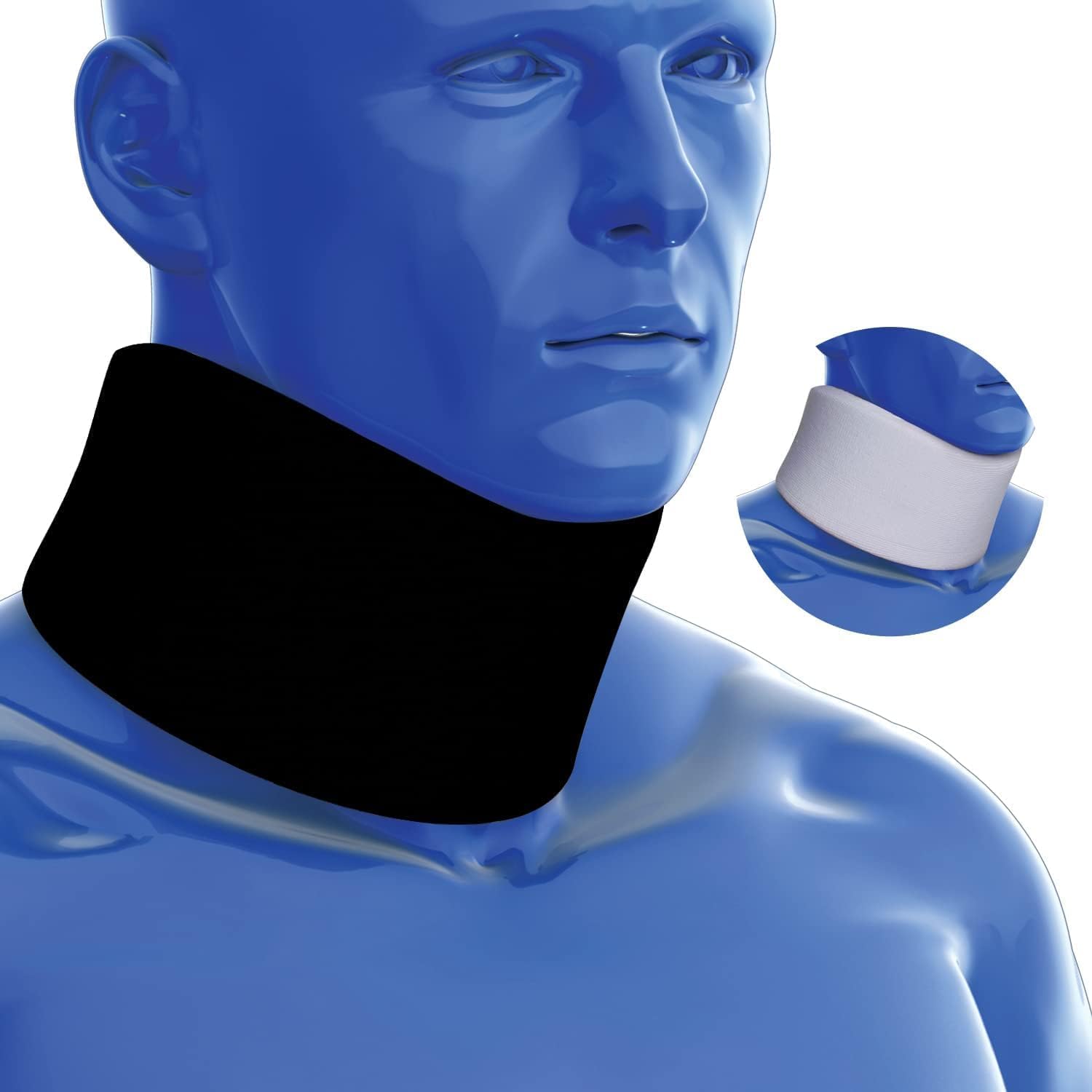 Foam Neck Collar Medical Grade Adjustable Neck Brace Support | Soft and Comfortable Cervical Collar Treating Neck and Spin Injuries. (M/L (Senior)) Black