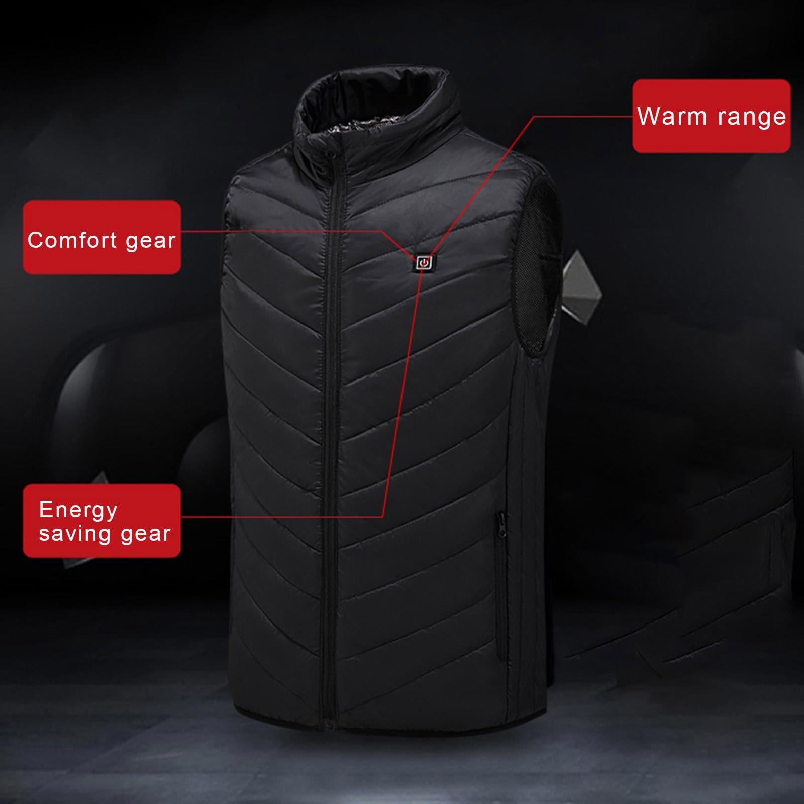 Gilet Riscaldato Uomo e Donna Giacca con 9 Zone di Riscaldamento Ricarica USB Giubbotto Riscaldata Elettrico Gilet Termico Riscaldabile Giubbino Invernale Caldo Piumino per Campeggio