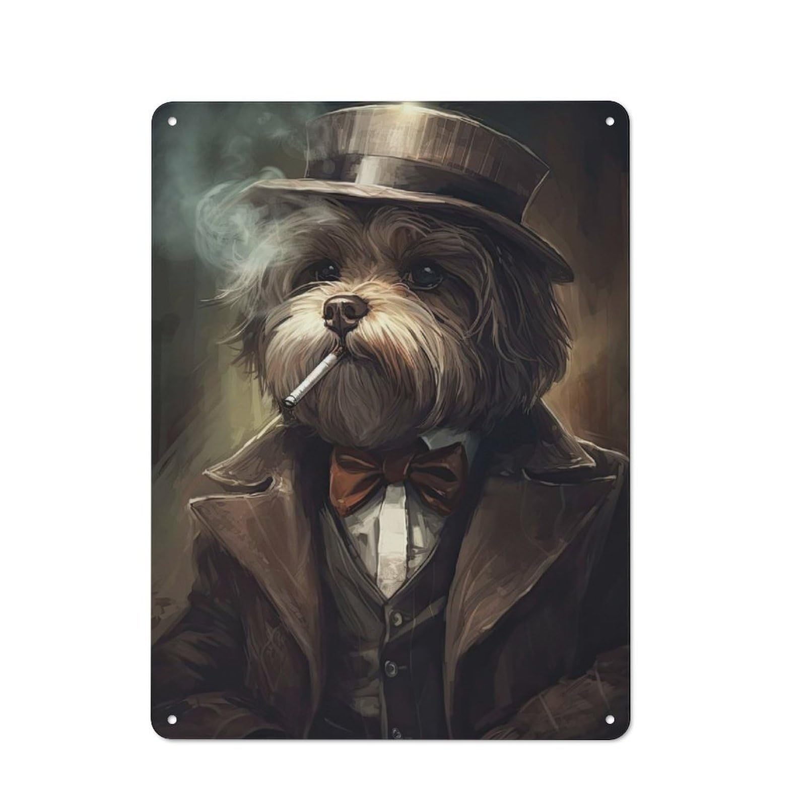 Junmoney Style-12 Country Metal Sign With Havanese Dog The Gangster Design 40X30cm, Farmhouse Farmhouse Wall Decor For Kitchen, Cottage, Porch Or Garden Room