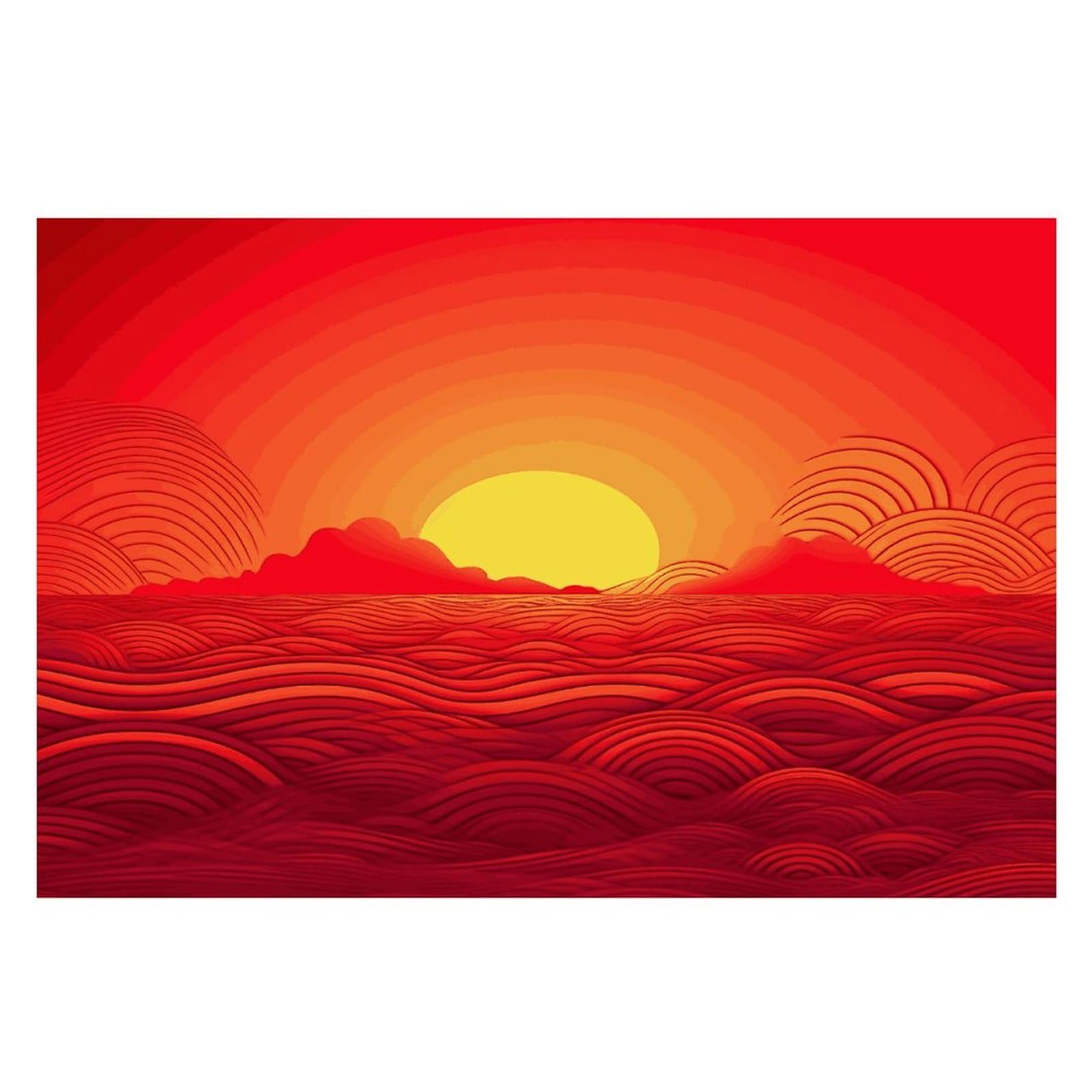 Red Sunrise Placemats Heat-Resistant Washable Place Mats Anti Slip Dining Table Place Mats Wipeable Dining Table Mats Kitchen Decoration Placemats 17.7’’×11.8’’