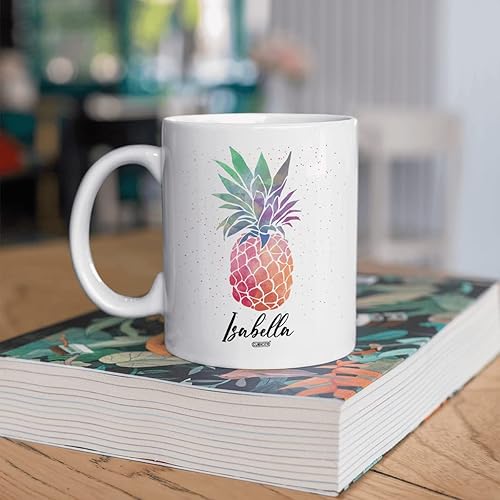 Miniatura 4 de Tazas de café personalizadas con nombre personalizado de piña, tazas de té de cerámica blanca novedosas para mujeres, hombres, adultos, amigos,