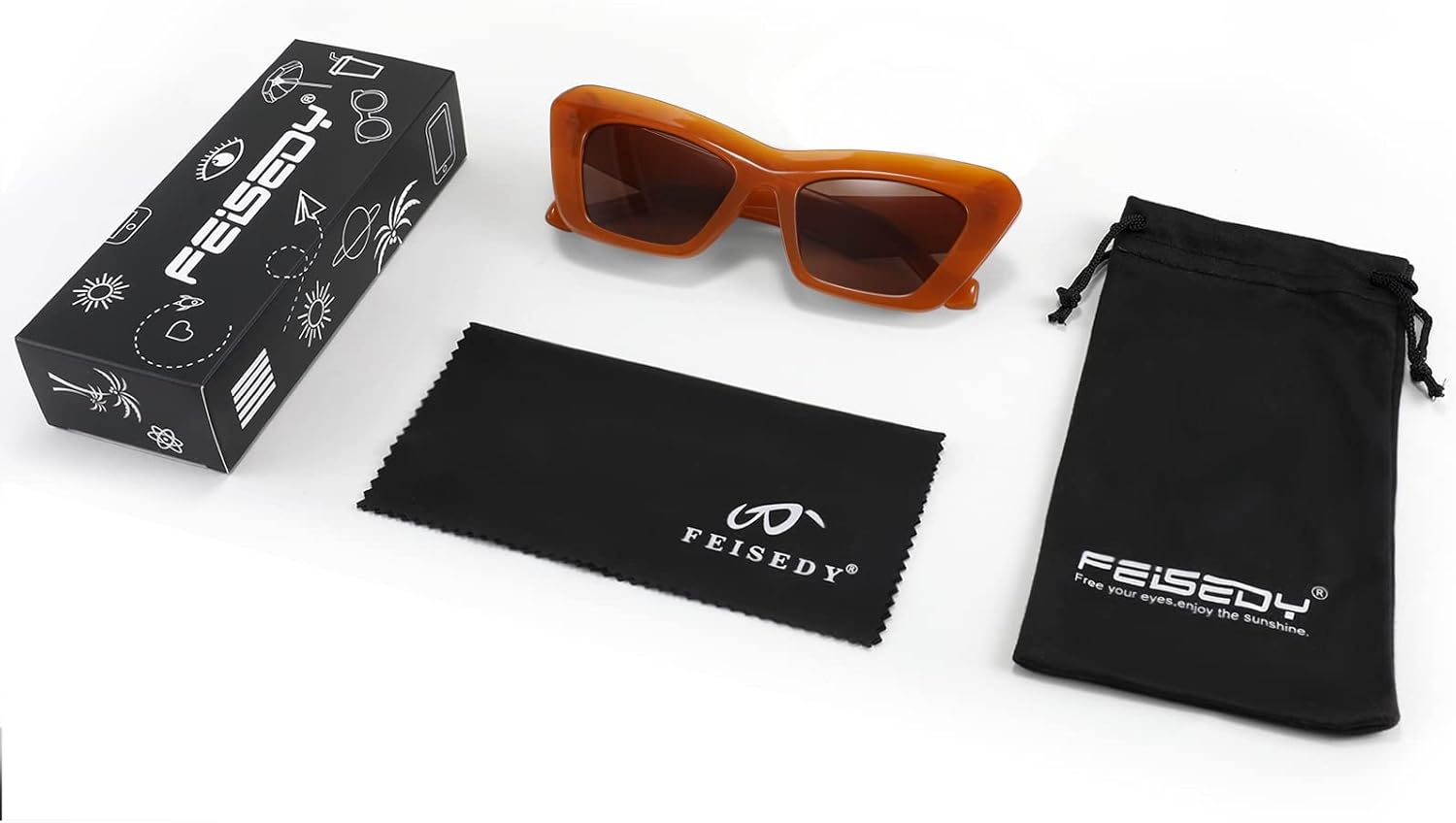 FEISEDY Women Men Retro Vintage Cat Eye Square 90s Sunglasses Jelly Colored Classic 70s Eyewear B2902 - Image 9