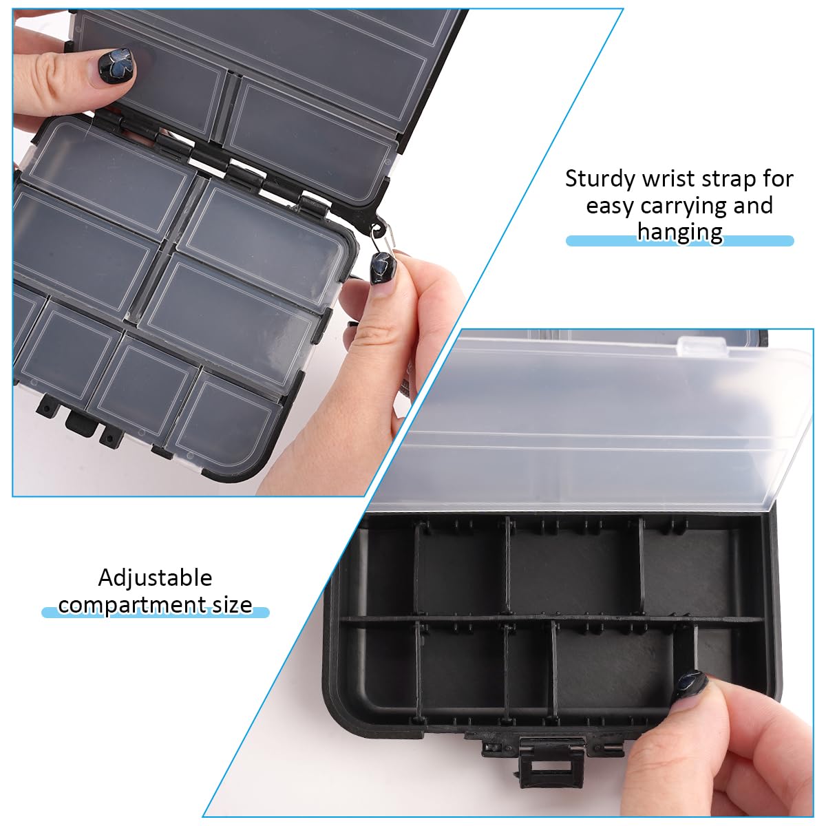 2 Piezas Caja Pesca, Doble Capa Caja de Aparejos, Impermeable Caja de Pesca Plástica para Cebos de Pesca, Almacenamiento de Aparejos y Pesca Al Aire Libre — view 5
