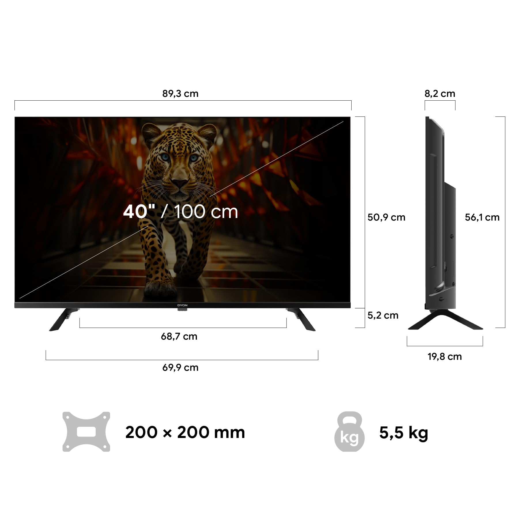 DYON ULTIMAX 40F-TI - 40 Zoll (100 cm) Full-HD Smart TV mit Tizen OS, Triple Tuner (DVB-C/-S2/-T2), Smart & Gaming Hub, Prime Video, Netflix, Disney+