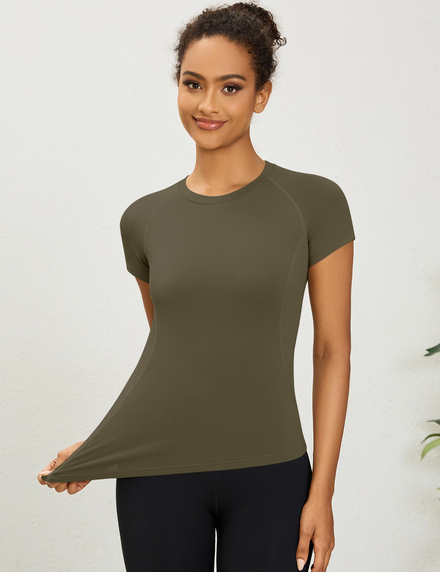 Rapbin Top da palestra da donna per allenamento, corsa, yoga, magliette sportive a maniche corte per esercizi atletici ad asciugatura rapida traspirante t-shirt