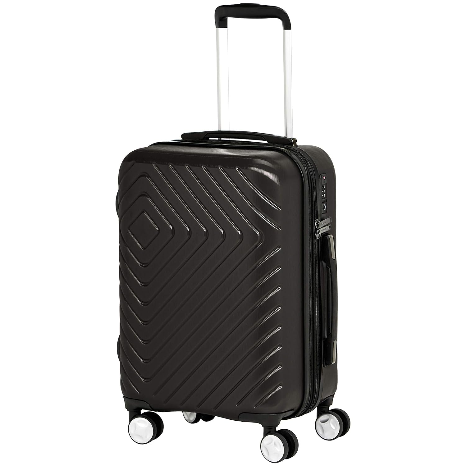 Amazon BasicsGeometric Expandable Spinner Luggage with Built-In TSA Lock (50cm), Material: Polycarbonate, 20 Inch - Black