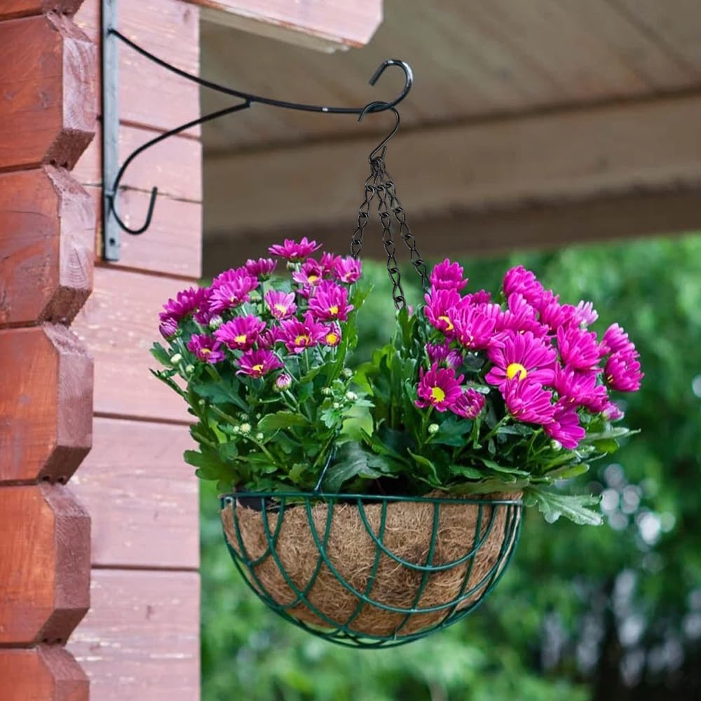 4 Stück Metallkette zum Aufhängen, 50 cm Schwarz Blumenampel Ketten | Blumentopf Hängende Kette mit Haken und Karabiner,Pflanzen Aufhängung Metallkette für Vogelhaus,Wildvogelfutter,Blumentöpfe