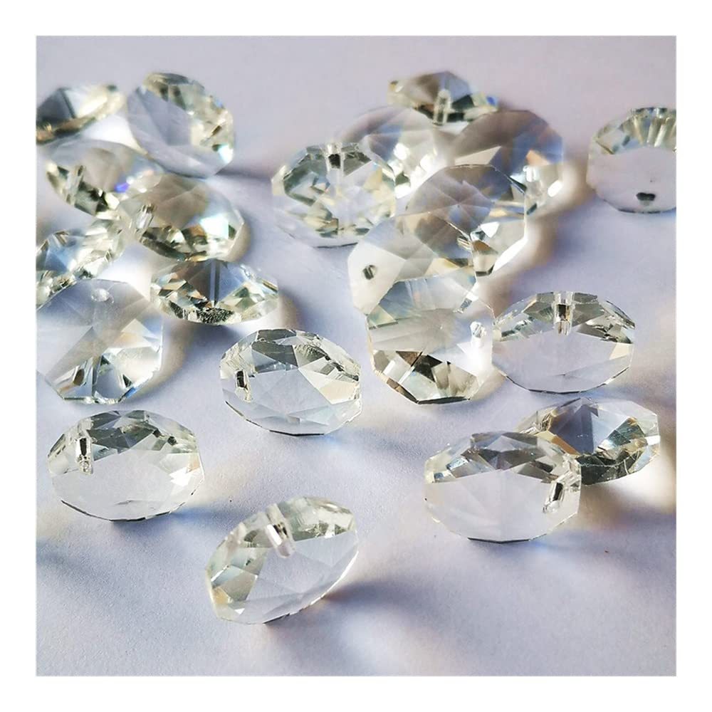 Hängekristalle Prismen 2000 Stück 14 mm klare K9 Kristallglas achteckige Perlen 1 Löcher for Kronleuchter Zubehör DIY Suncatchers Kronleuchter Kristall Hängekristalle Kristalle für Dekoration