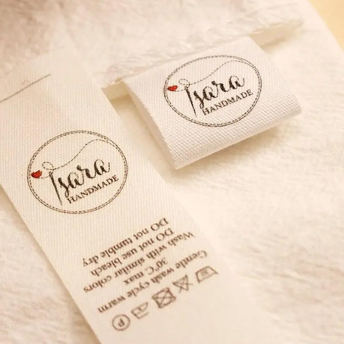 HDLOVE Customized Cotton Ribbon Label, 50pcs Personalized Fabric Clothing Labels, Soft Satin Ribbon Label for Clothes, Sewing Labels, Labels for Clothes