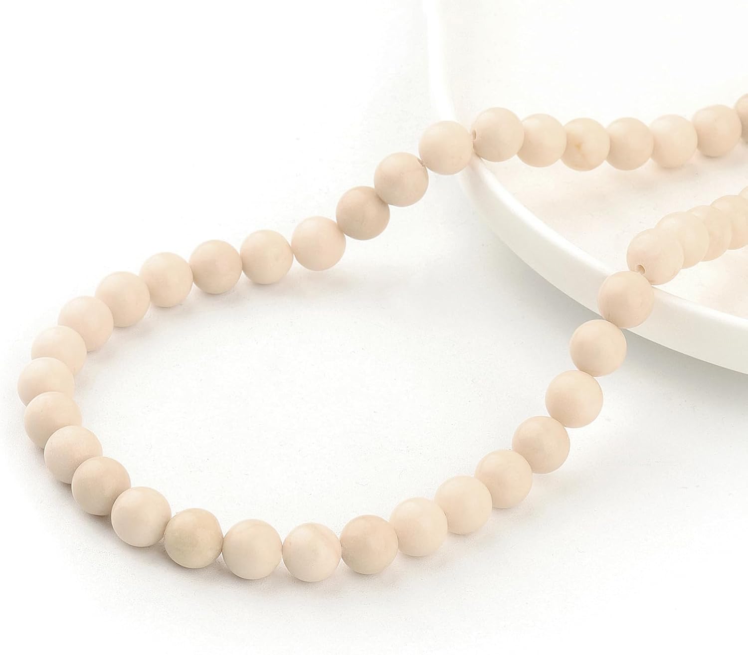 Natural Stone Beads - White Sand, 8mm Round Loose Beads (44-47pcs) for Jewelry Making - Image 4