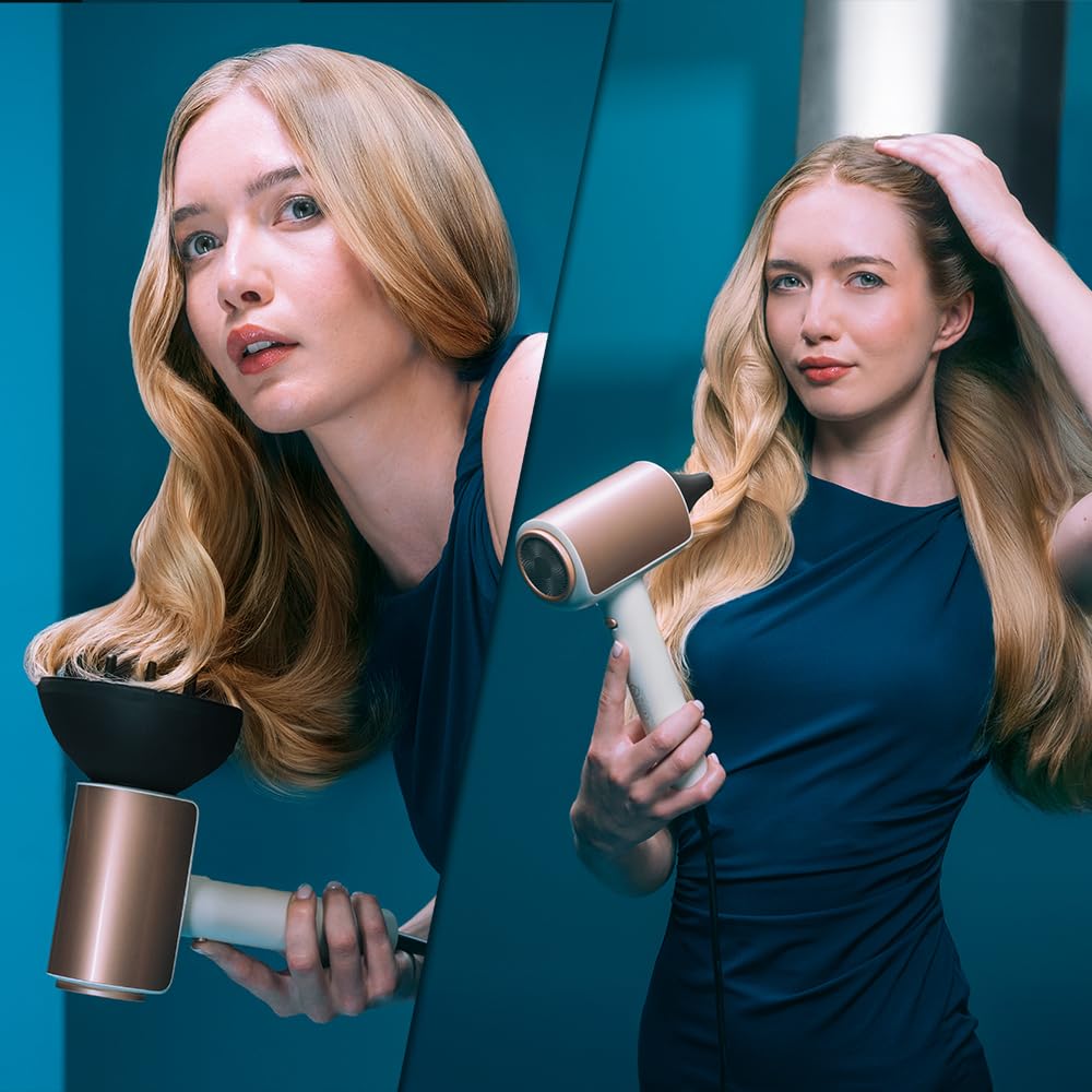 Cecotec Sèche-Cheveux Brushless de Dernière Génération DryGlam Nano Plasma Champagne, Puissance de 110 000 RPM et 1600W, Fonction Plasma, Grand Flux d’Air, Durable, 3 Températures et 3 Vitesses