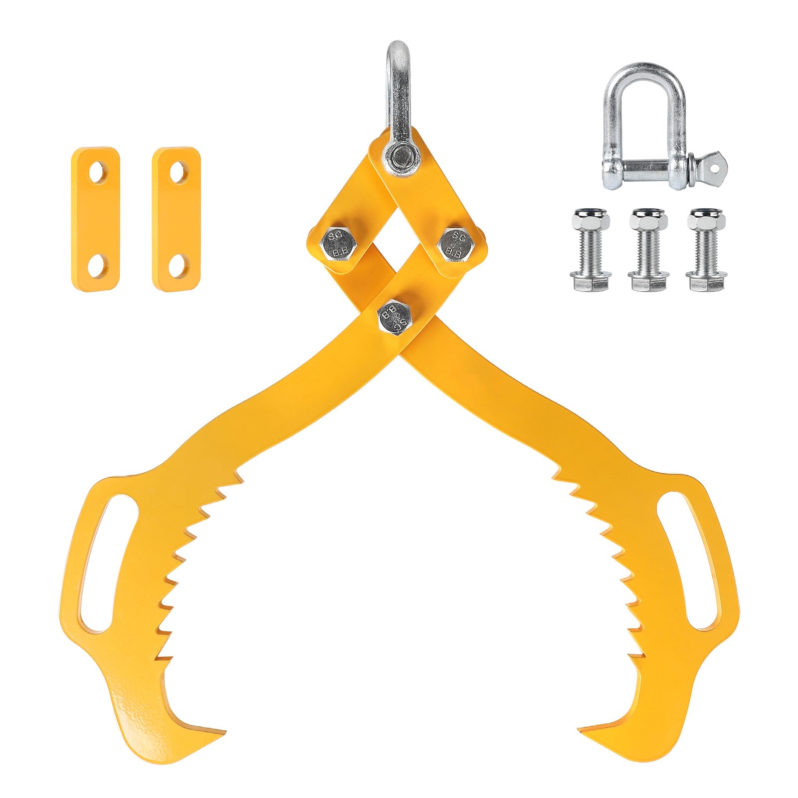 SWAWIS Pinza Forestale per Legna e Tronchi in Acciaio Legato, Pinze per Sollevamento di Tronchi Fino a 460mm, Capacità di Carico: 800 kg, Aggrappatore per Legname per Impieghi Gravosi(Giallo)