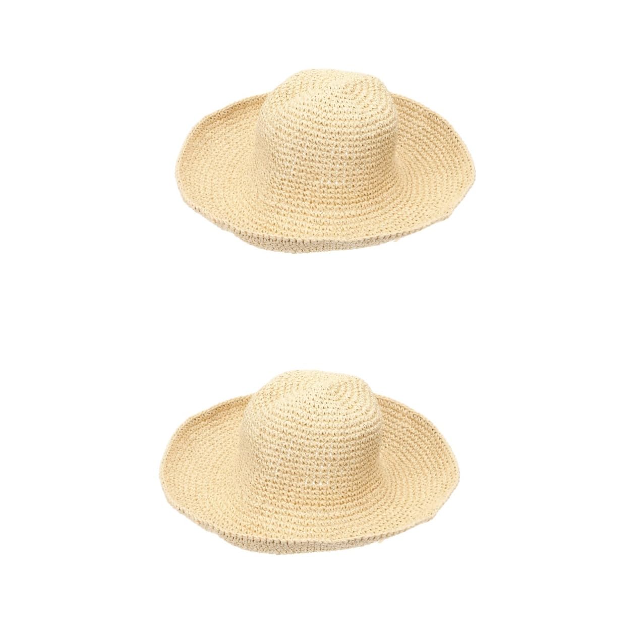 FRCOLOR Cappello da spiaggia cappelli paglia bordo Largo cappello sole capello per sole Cappello con visiera cappello parasole intrecciato visiere da spiaggia per donna Cannuccia Beige