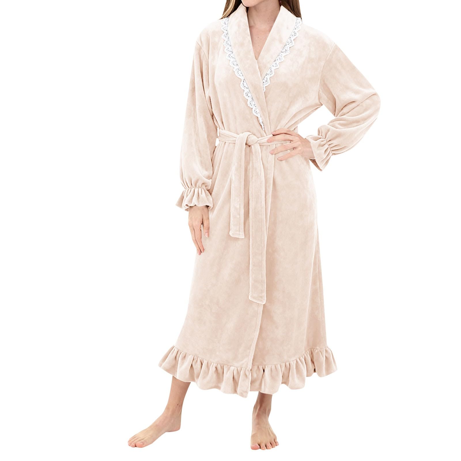 Accappatoio da donna, soffice, lungo, taglie forti