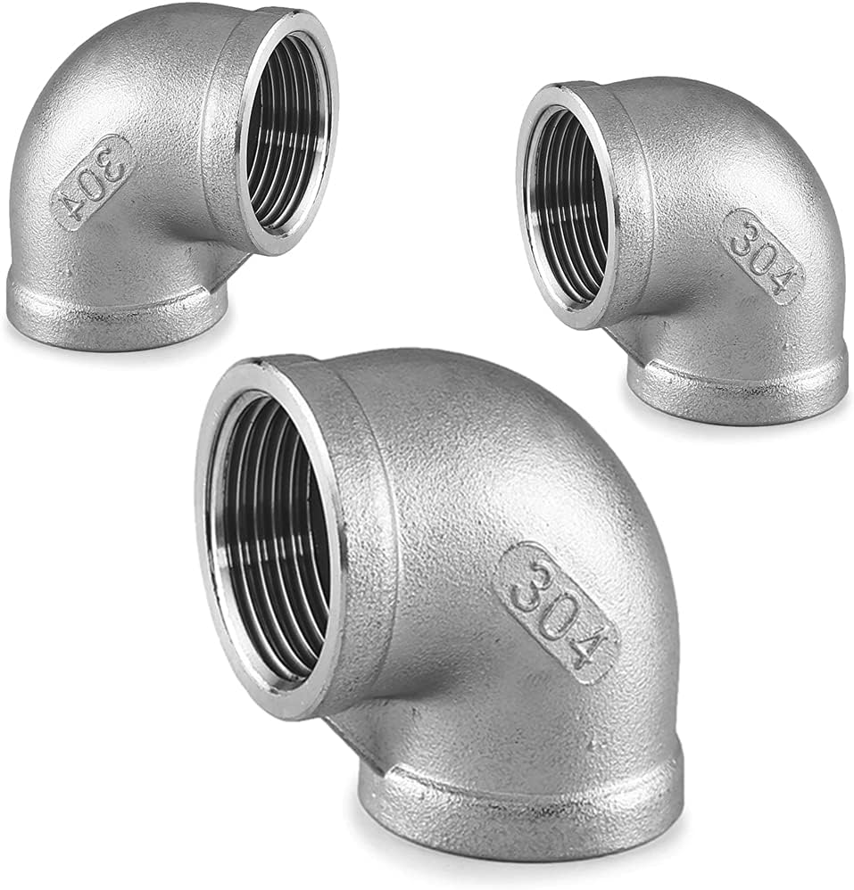 Stainless Steel 304 Cast Pipe Fitting,JoyTube 1/2" to 1/2" Female to Female NPT Threaded Pipe Fitting, 90 Degree Elbow, Class 150 (Pack of 3)