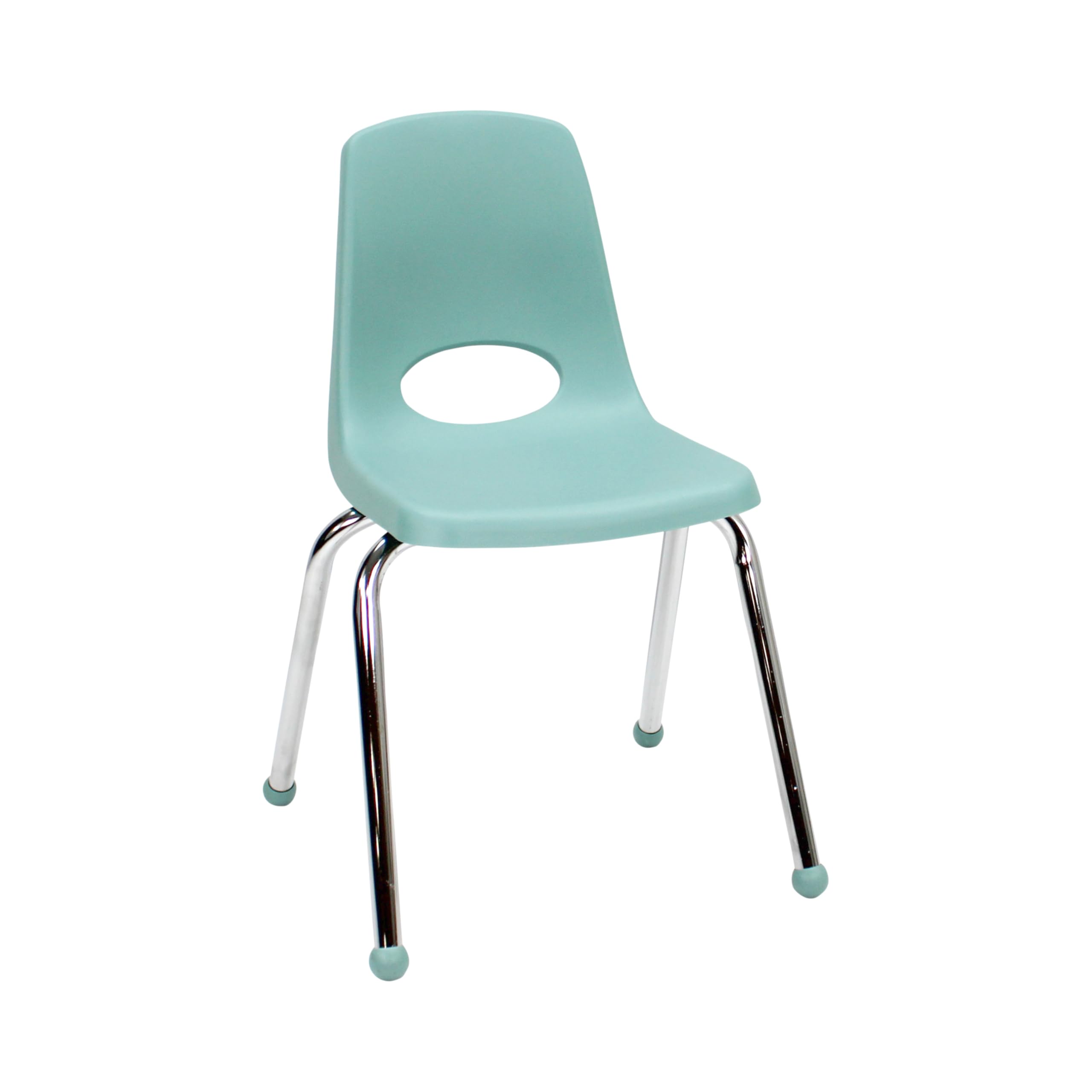FDP 16" School Stack Chair, Stacking Student Seat with Chromed Steel Legs and Ball Glides for Classroom, Homeschool or Office - Seafoam, 11559-SF