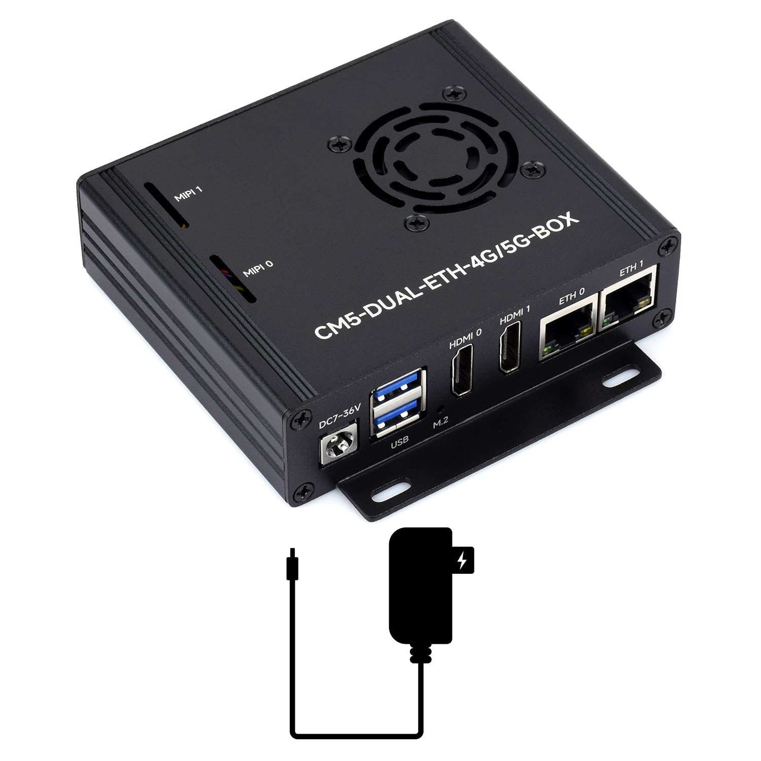 Waveshare Dual Ethernet Base Board with Metal Case For Raspberry Pi CM5, Supports 4G/5G Module, Dual 4K Display Outputs & 2 MIPI, Onboard 40PIN GPIO Header & 2 USB 3.2 Gen1 Ports, PoE Module Support