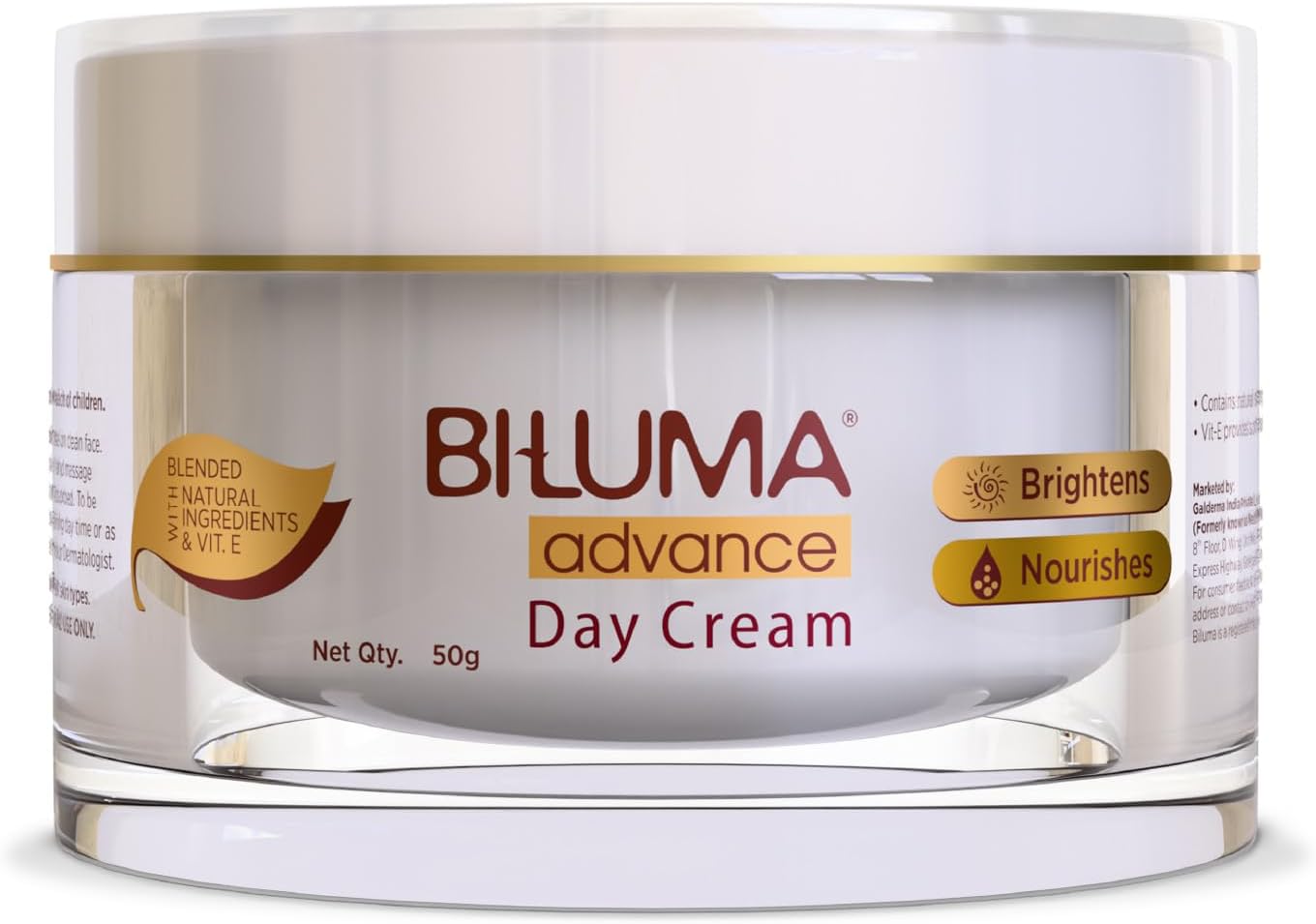 Biluma Advance Skin Brightening Day cream for even skin tone recommended by Dermatologists | Blended with vitamin E and natural Ingredients for dark spots