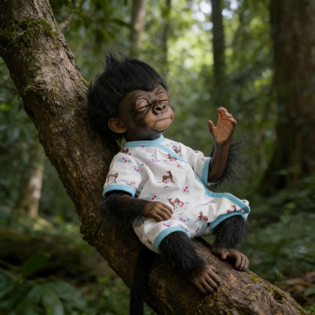 Pinky Reborn Baby Dolls Cool Handmade 18 inch 45 cm Reborn Dolls Baby Monkey Boy Dolls Soft Cloth Body Lifelike Doll Best Gift for Kids Xmas