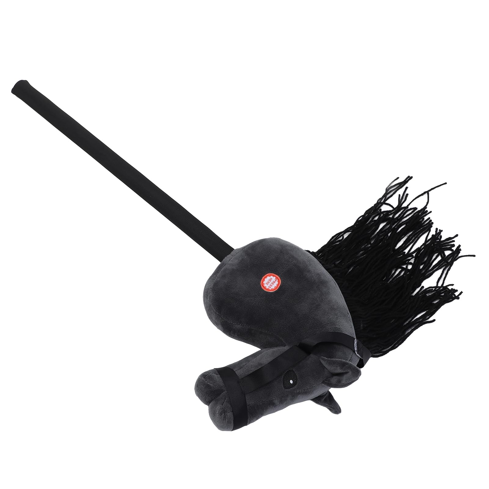 Giocattolo con Bastoncino per Cavallo Testa di Cavallo Morbida in Peluche con Funzione Sonora per Bambini Regalo di Gioco Interattivo da 70 Cm (Nera)