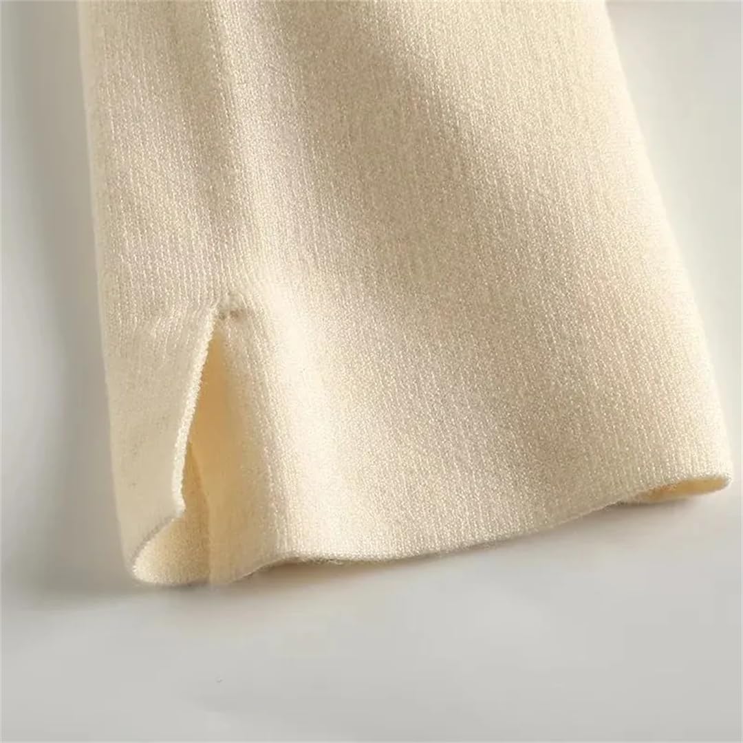 Disimlarl Cárdigan corto con solapa y costuras de color en contraste para mujer, con bolsillo con cremallera, chaqueta de punto casual chic