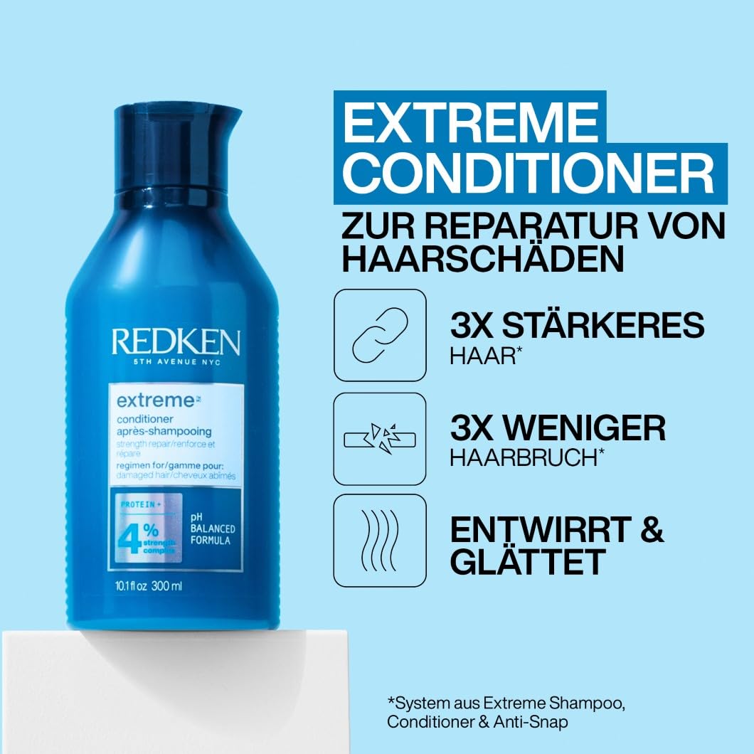 Redken Extreme Weihnachtsset, Geschenkset mit Extreme Shampoo, Conditioner & Anti-Snap für strapaziertes Haar, Zur Stärkung der Haare und Milderung von Haarbruch, Spliss und weiteren Haarschäden