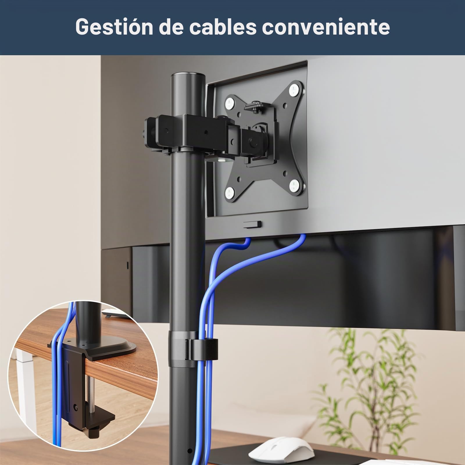 PUTORSEN Soporte para Monitores y TVs LCD LED 17-42 Pulgadas, Brazo con Altura Ajustable, Movimiento de Inclinación y Giro, Carga Máxima 12kg, VESA 75x75 a 200x200mm