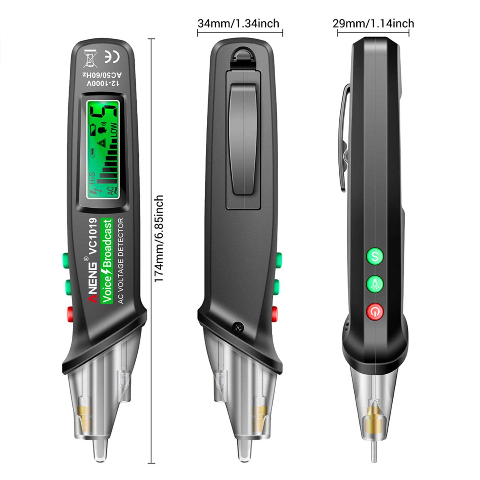 Tragbarer Spannungsprüfer Berührungsloser Elektrischer Prüfstift Induktionsfunktion Drahtbruchpunktentdecker Sondenstift für Elektrischen Spannungsprü