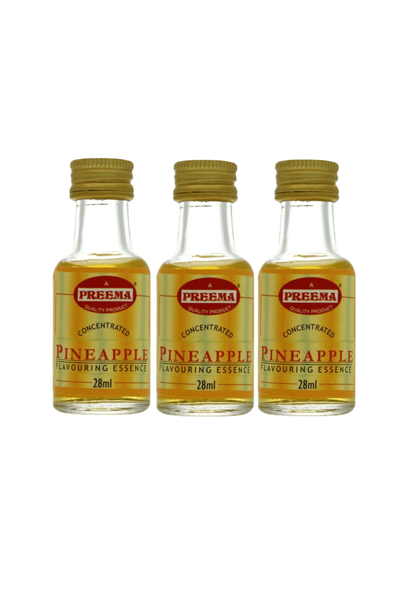Preema Pineapple Flavouring Essence Liquid – 3X28ml - Concentrated Pineapple Extract for Cakes, Frostings, Desserts, Sauces & Baking