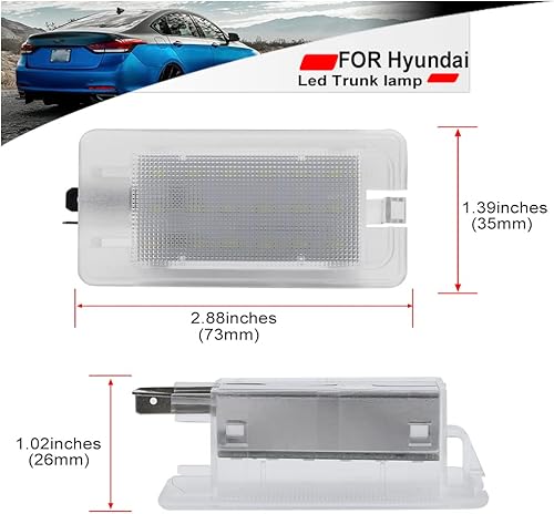 Miniatura 7 de NSLUMO Repuesto de luz LED para compartimento de equipaje para Hyundai Sonata Elantra Kia Forte Optima K5 6000K 18-SMD blanco maletero interior
