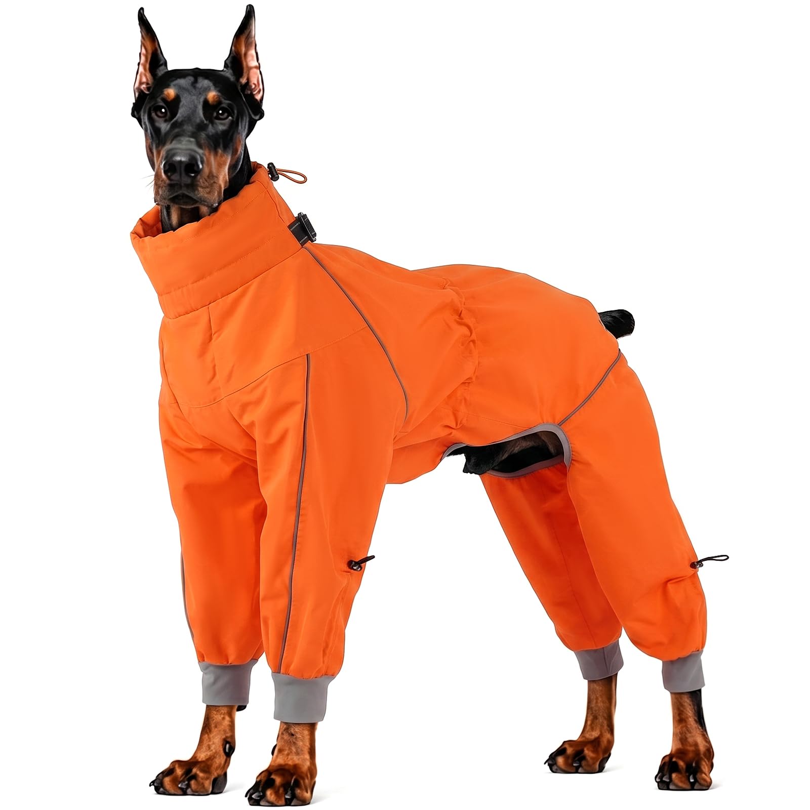 Lelepet Waterproof Dog Jacket with Legs, Full Body Dog Rain Suit,Orange 3XL