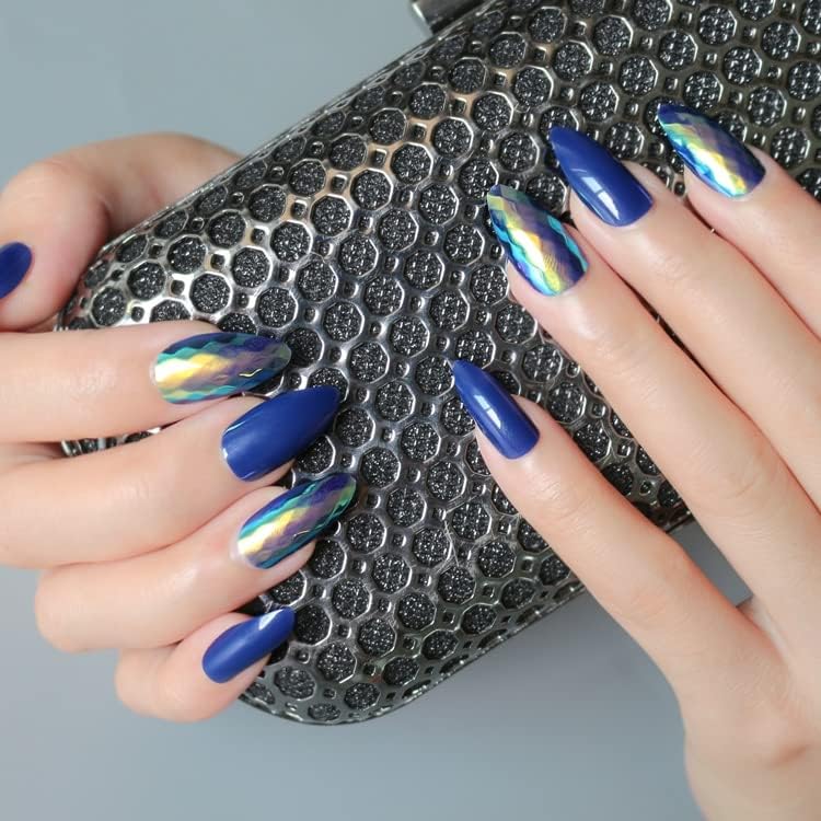 ZZLOVEChristmas Reusable long Press On Nails Coffin False Nails Gold Foil Press on Nails Ballerina Acrylic Stick on Nails 30pcs for Women and Girls (Pink)